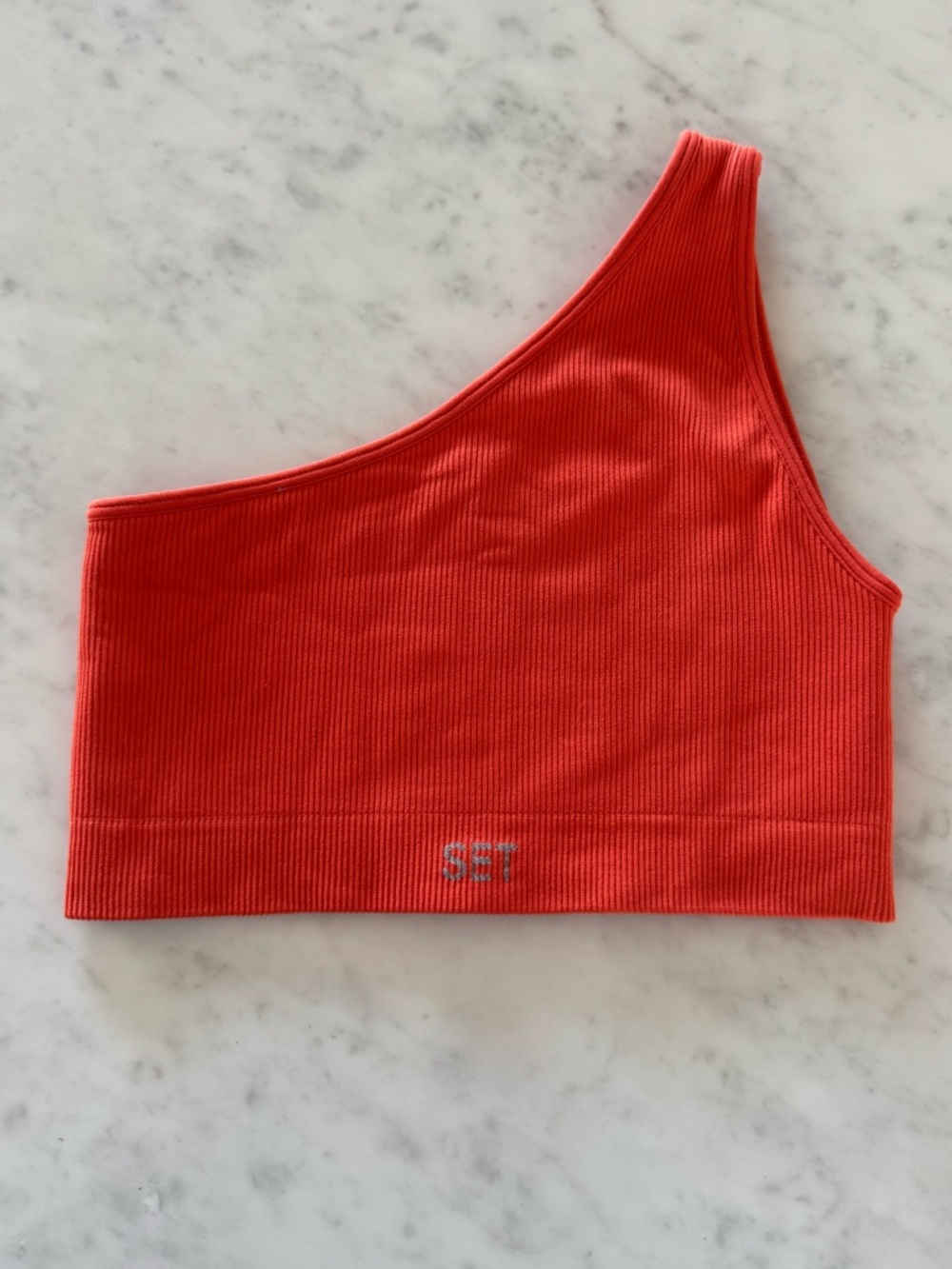 set active orange ribbed microfiber bra